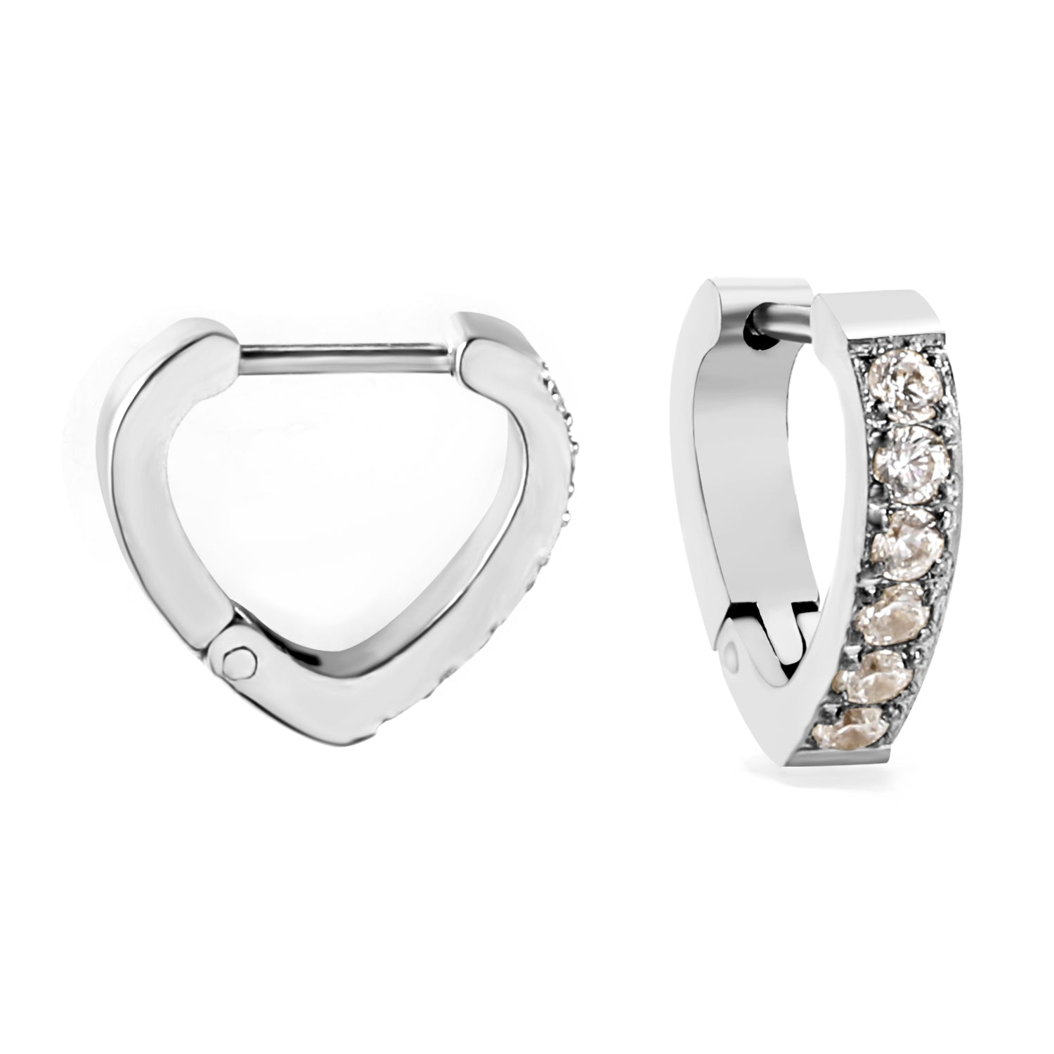 Hartvormige cirkelvormige oorclips met diamanten