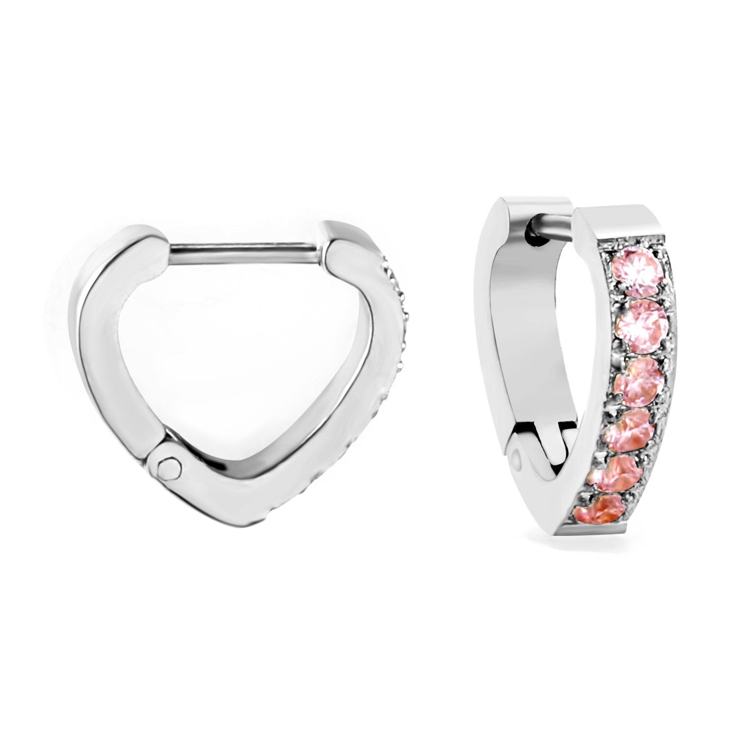 Hartvormige cirkelvormige oorclips met diamanten