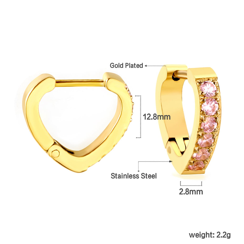 Boucles d'oreilles à clips en forme de cœur avec diamants