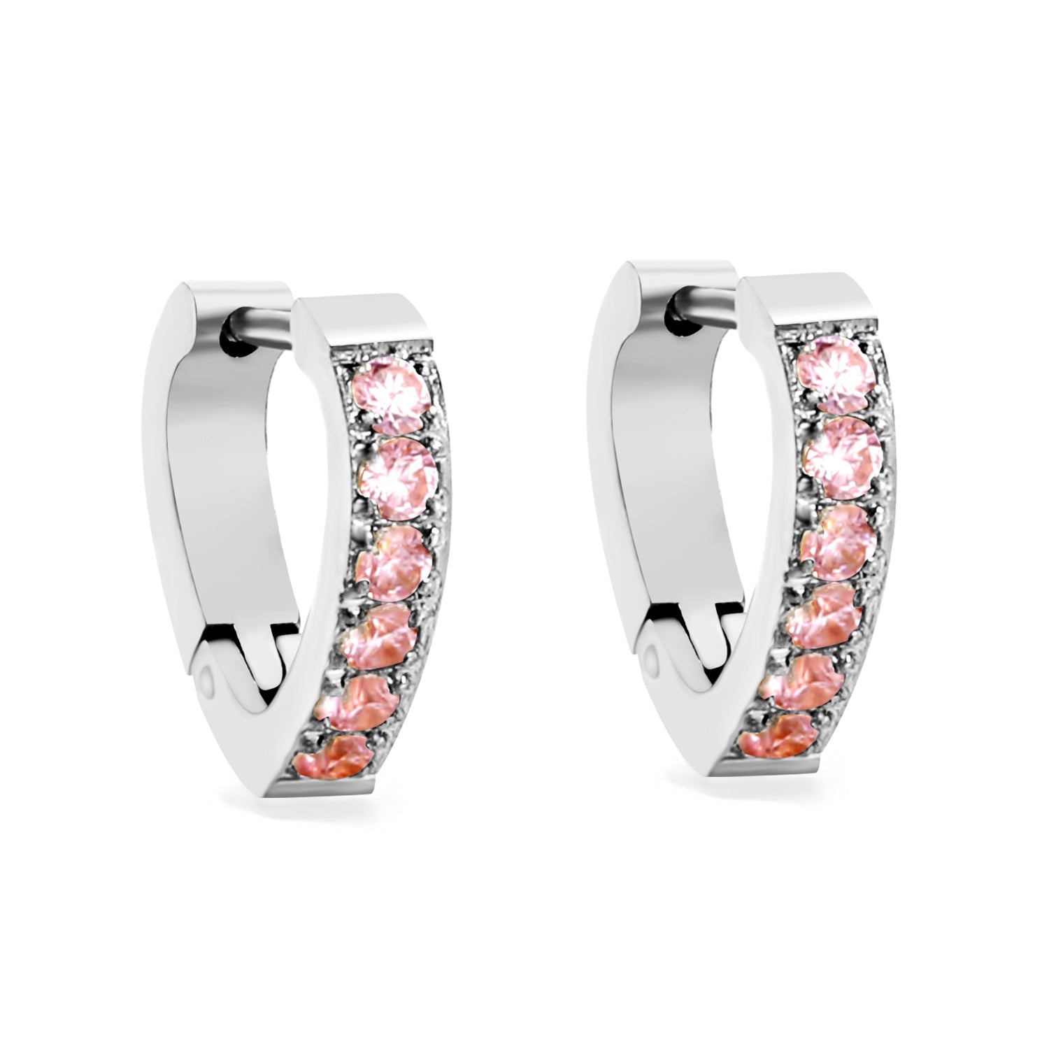 Hartvormige cirkelvormige oorclips met diamanten