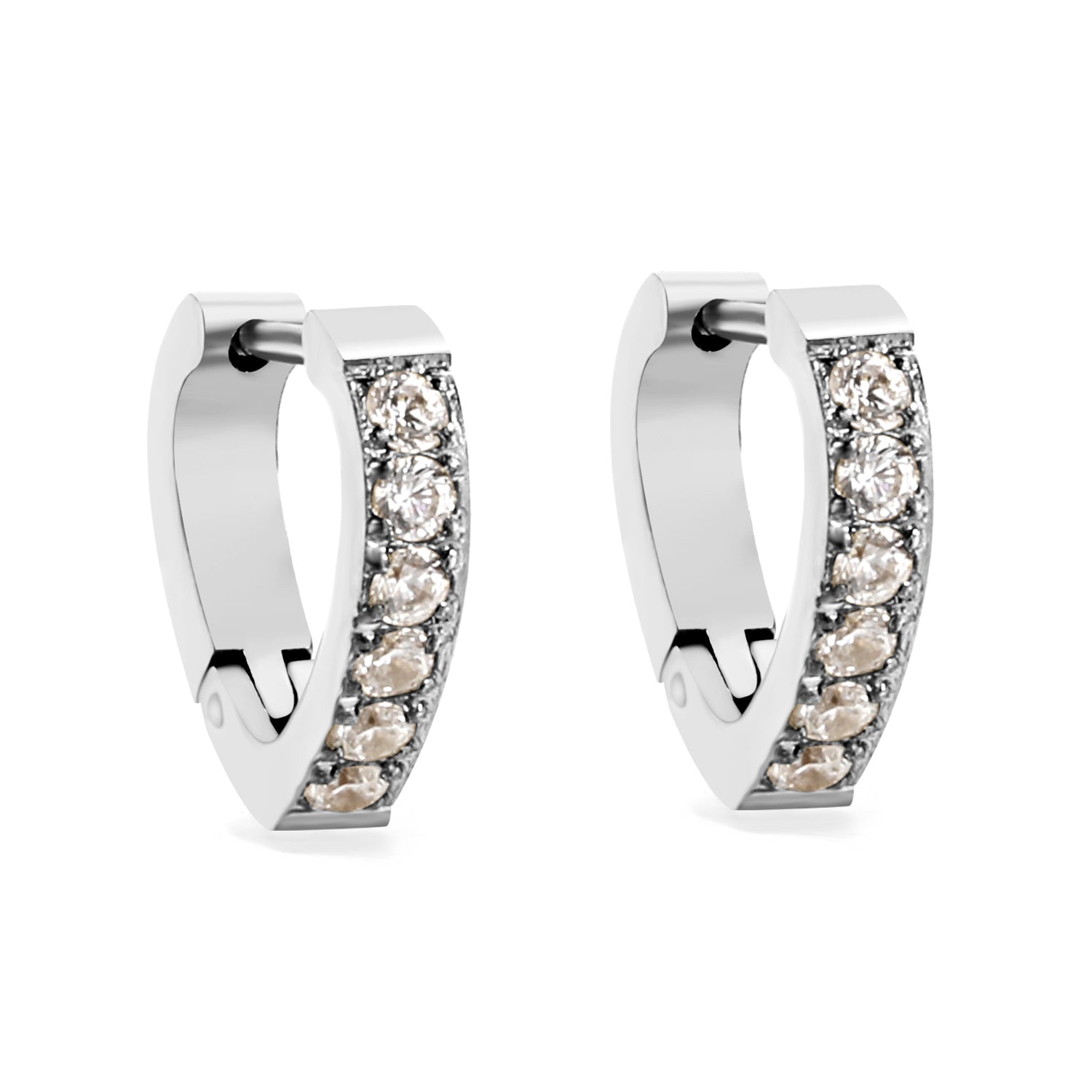 Hartvormige cirkelvormige oorclips met diamanten