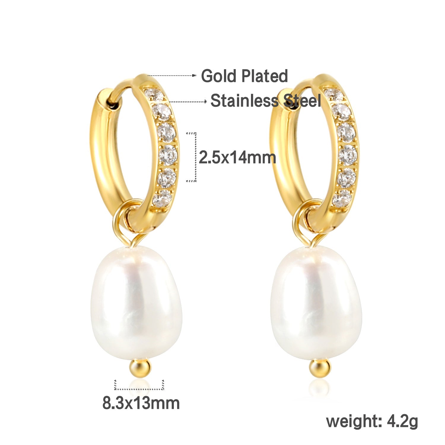 Cirkel- en ovale witte pareloorbellen met diamanten