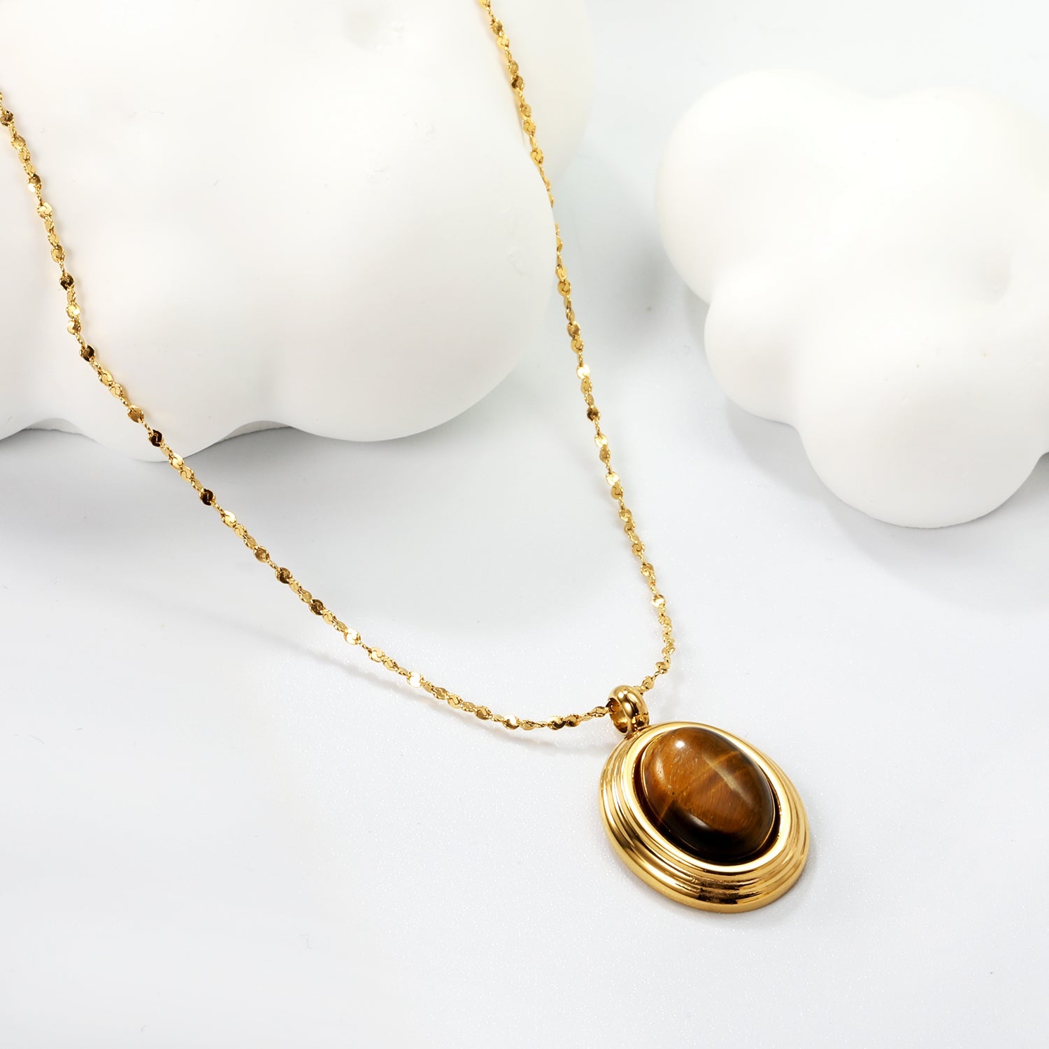 Ovale kattenoog- en tijgerooghangerketting