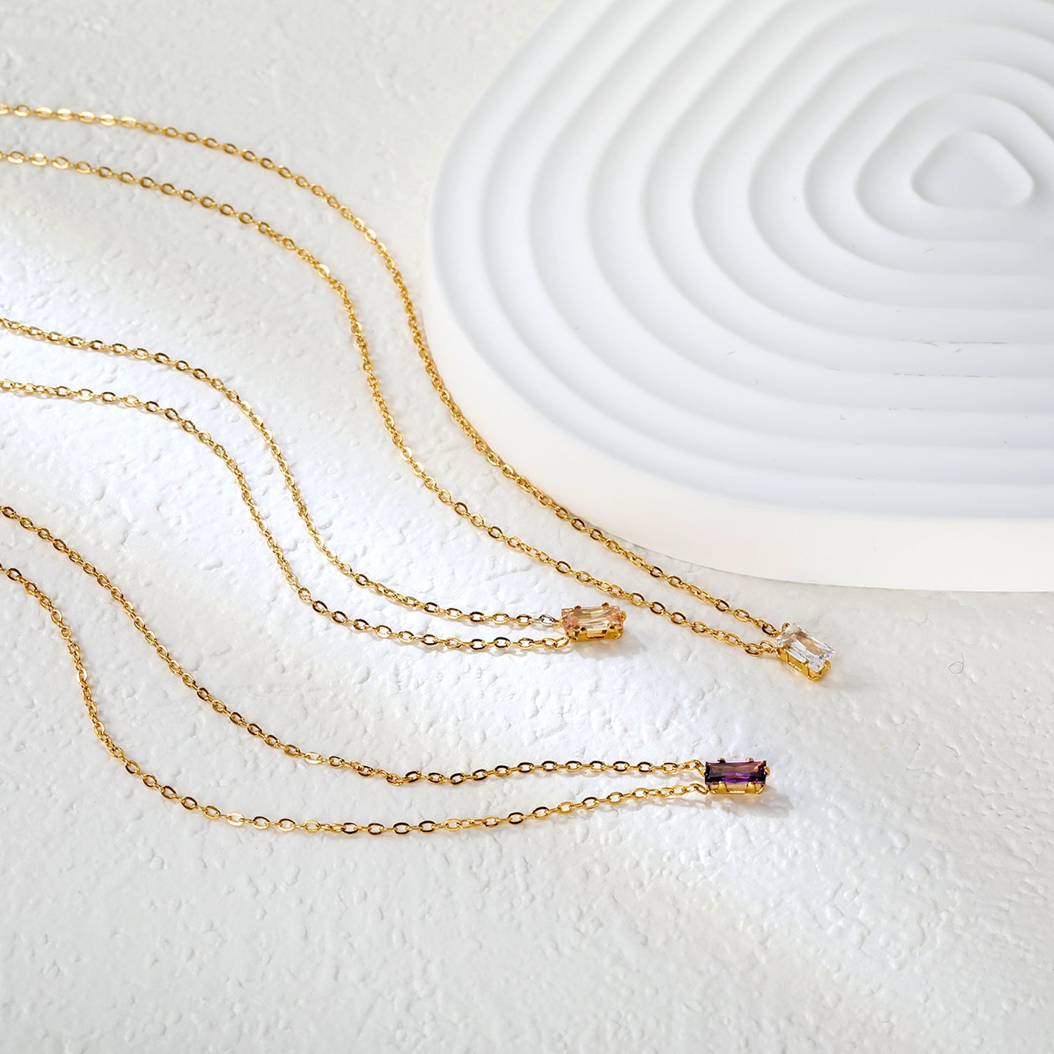 Vierkante zirkoon hanger ketting met kruisketting