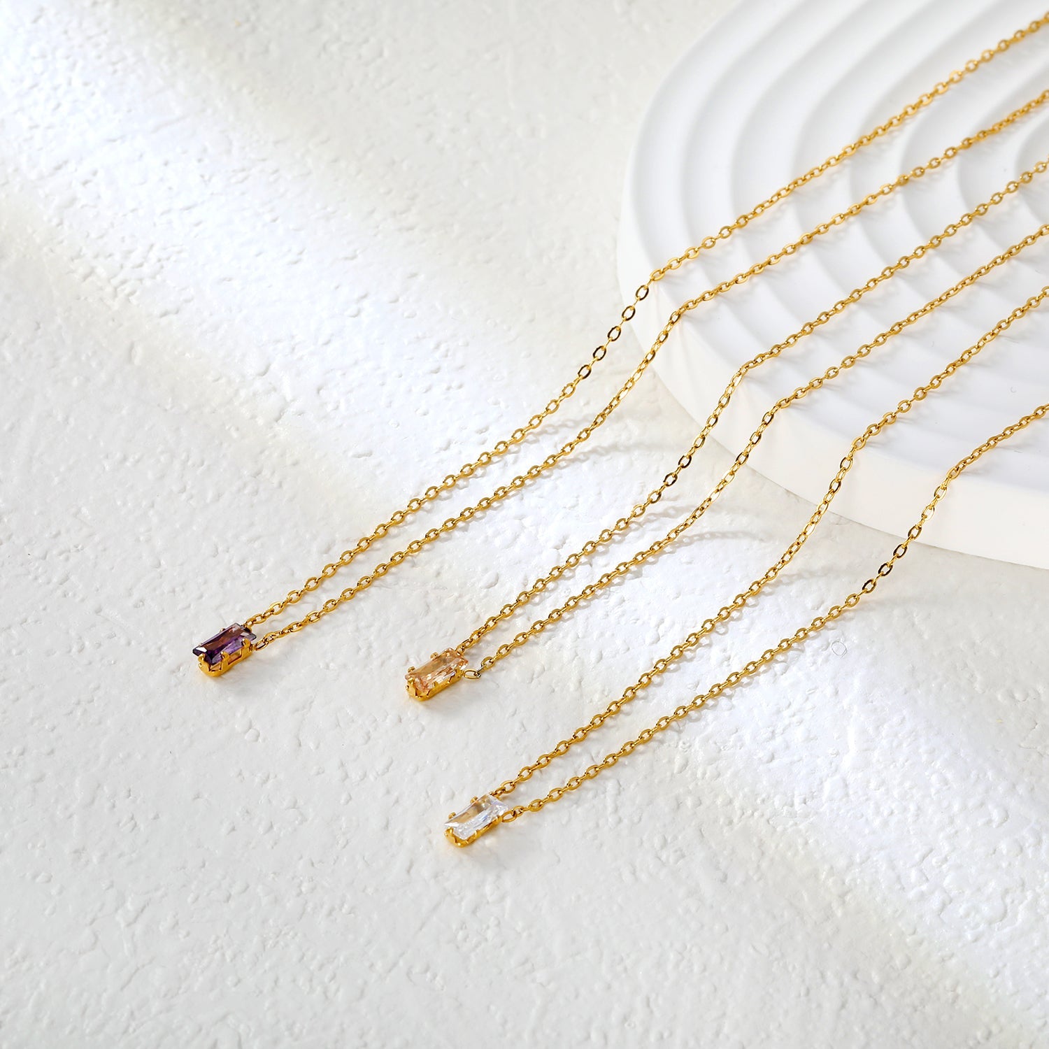 Vierkante zirkoon hanger ketting met kruisketting