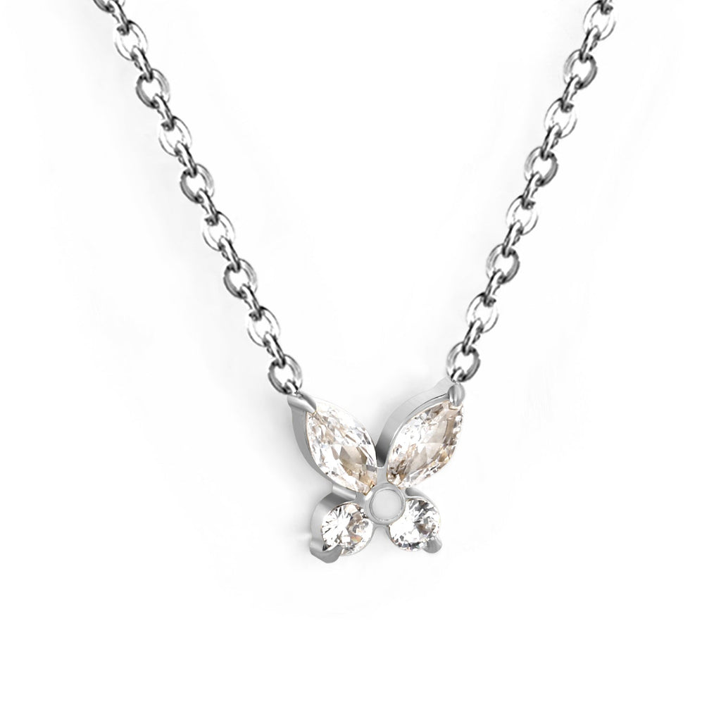 Ketting met vlinder en witte diamanthanger