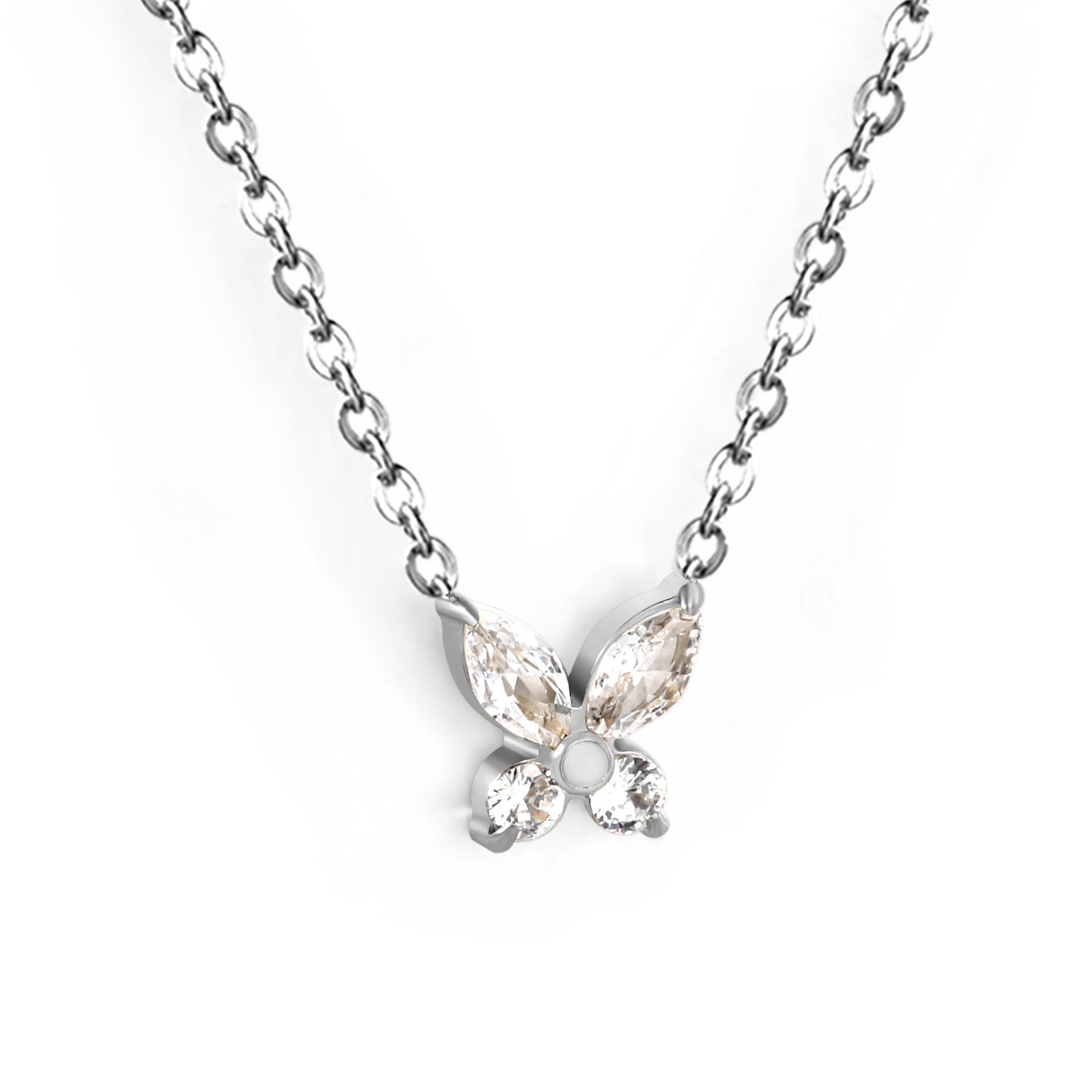 Ketting met vlinder en witte diamanthanger