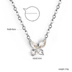Ketting met vlinder en witte diamanthanger