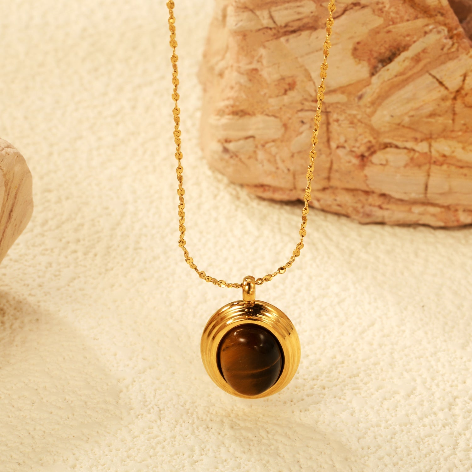 Ovale kattenoog- en tijgerooghangerketting