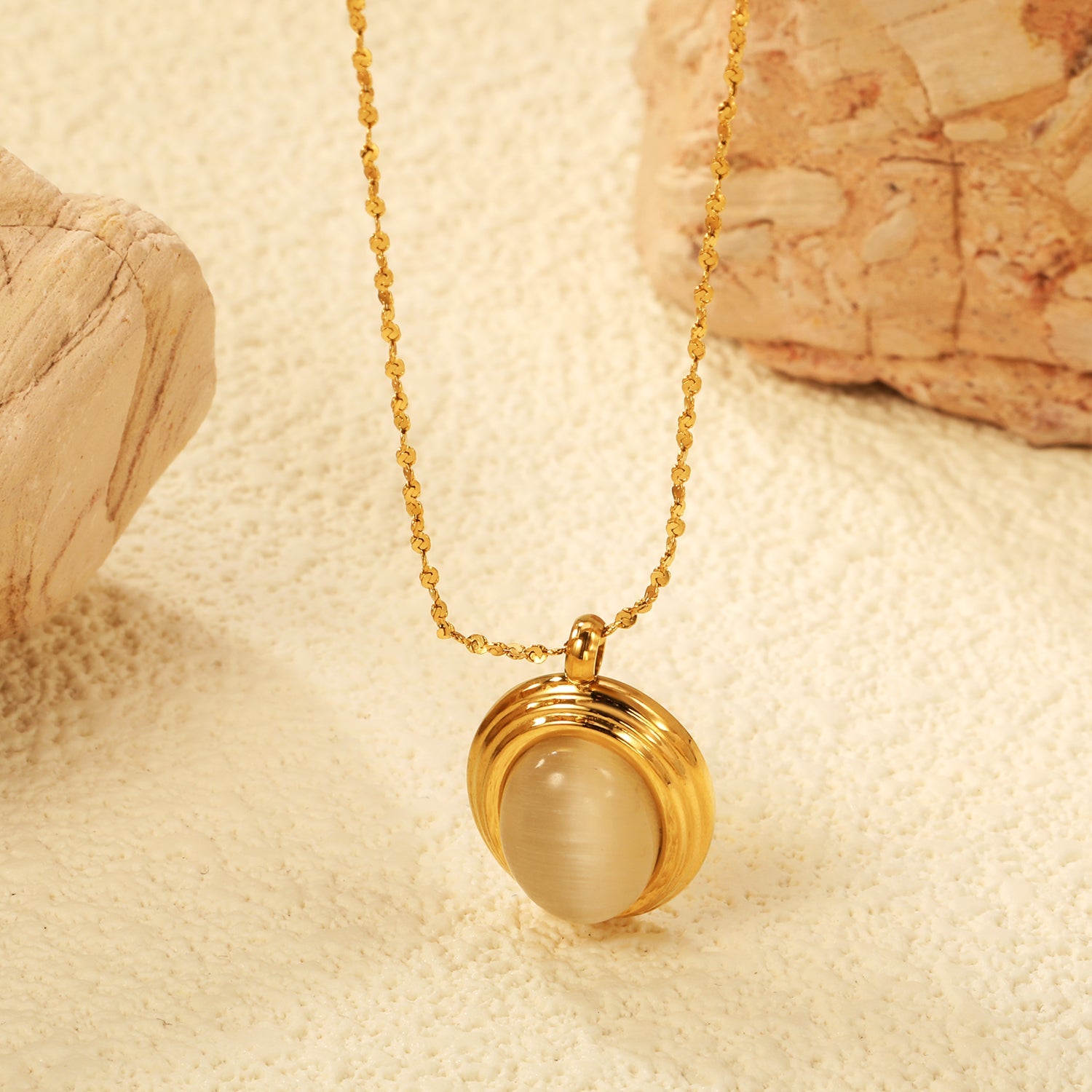 Ovale kattenoog- en tijgerooghangerketting