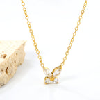 Ketting met vlinder en witte diamanthanger