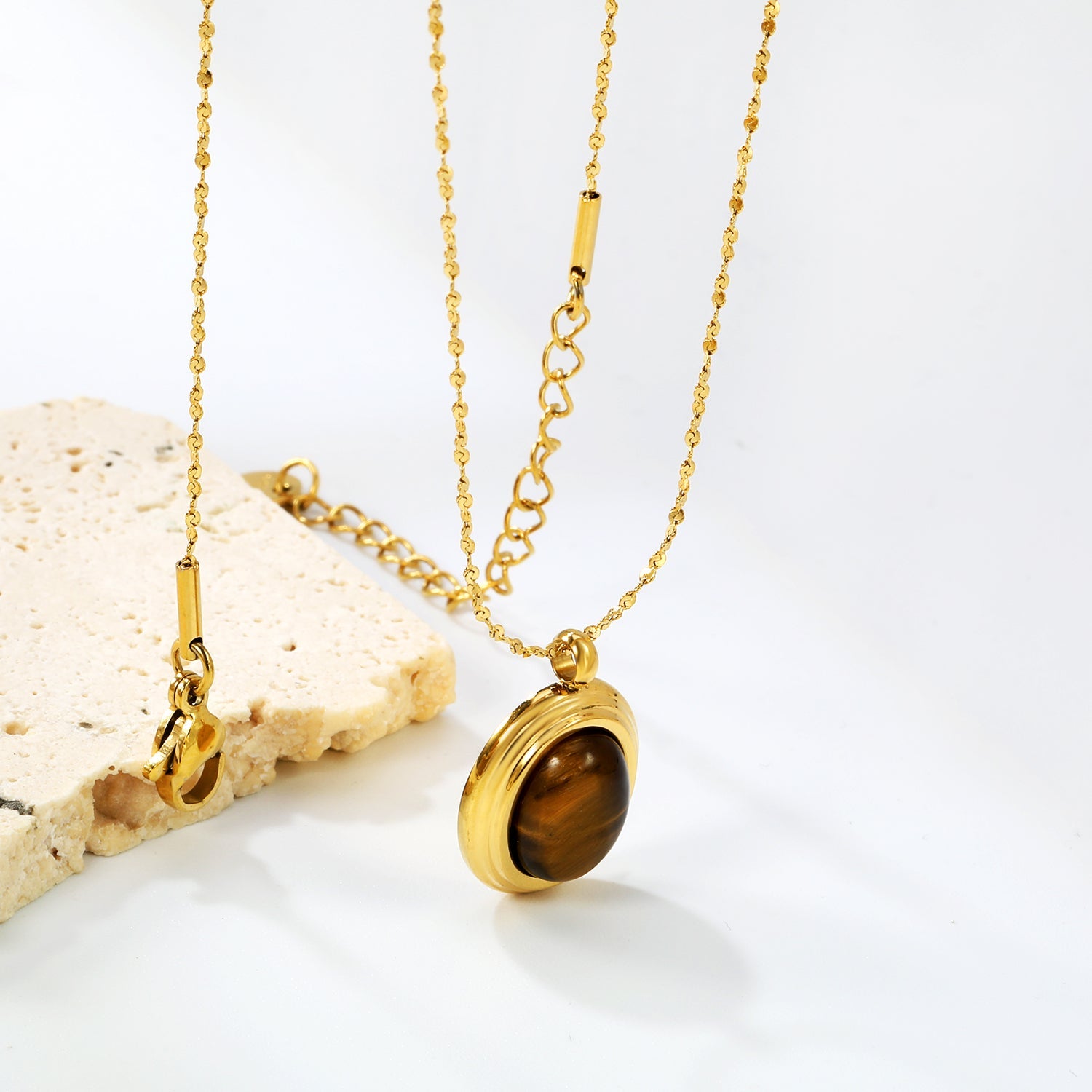 Ovale kattenoog- en tijgerooghangerketting