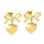 Boucles d'oreilles à tige nœud + cœur