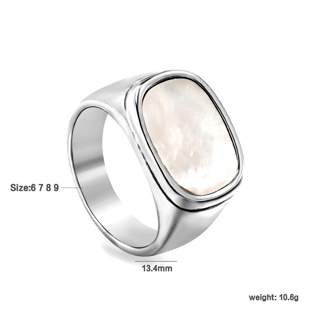 Bague coquillage carrée surdimensionnée