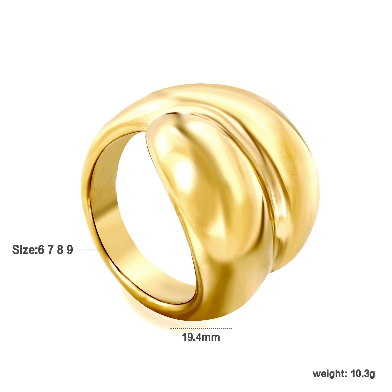 Overdreven gouden ring