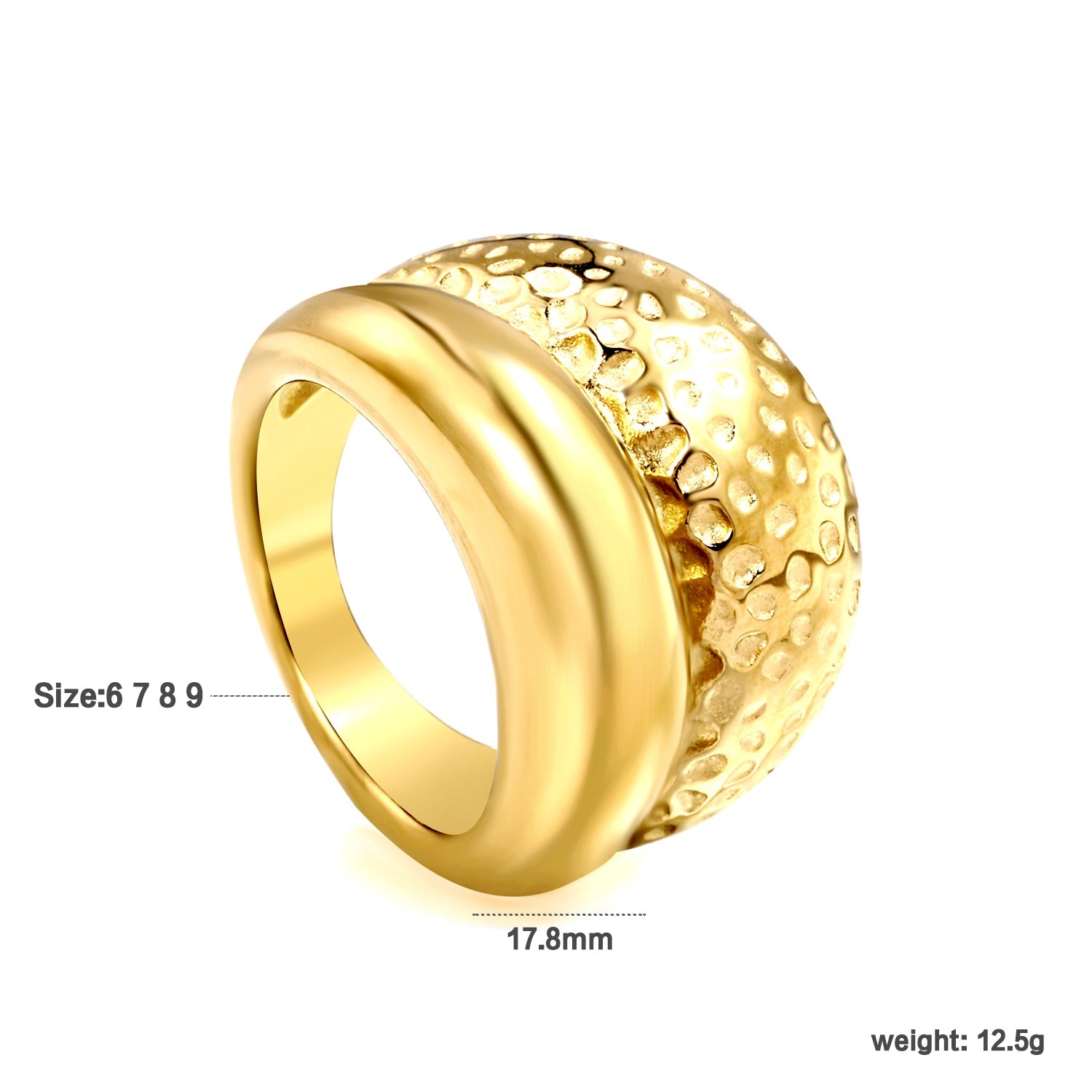 Dubbellaagse gehamerde gouden ring