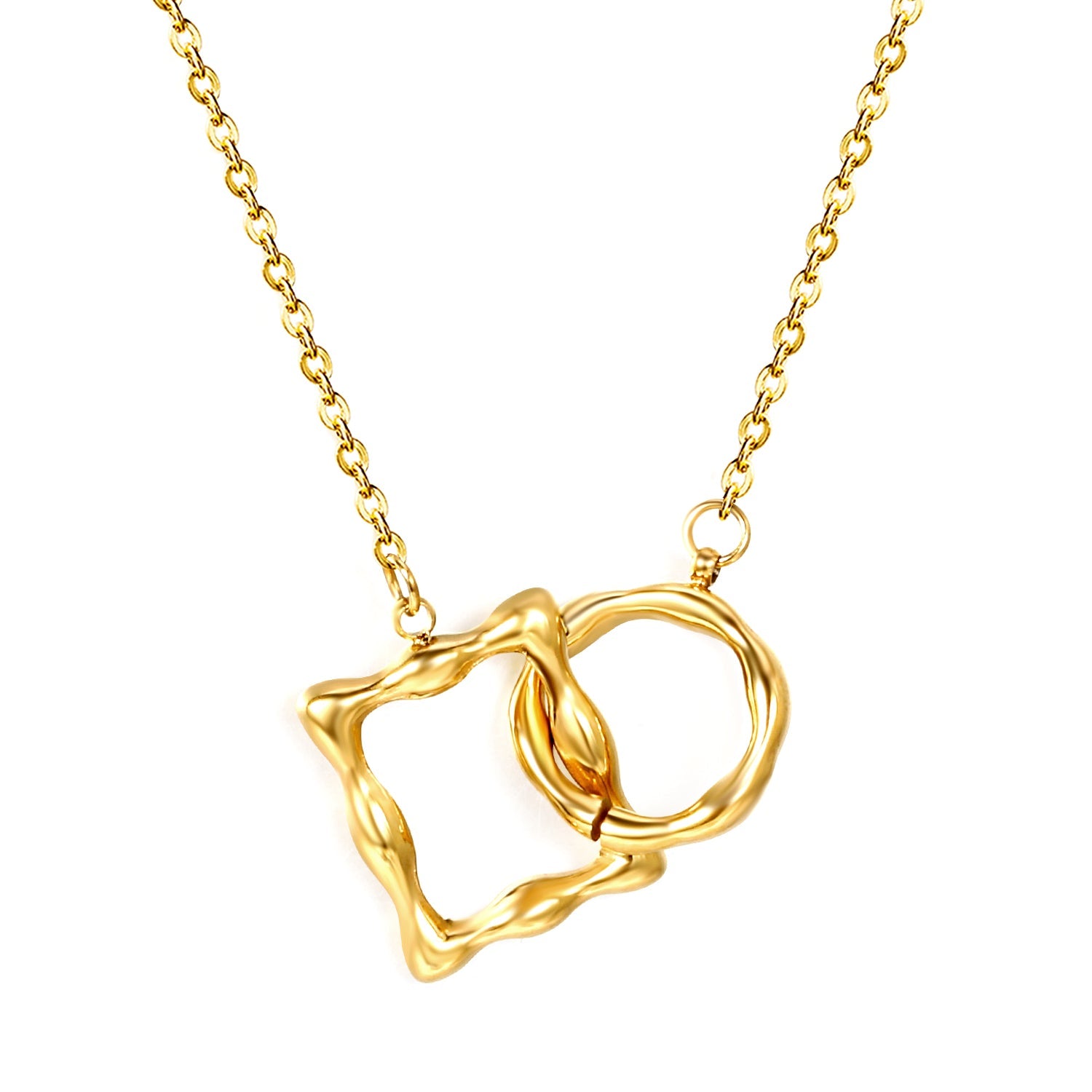 Ketting met onregelmatige vierkante en ronde hanger