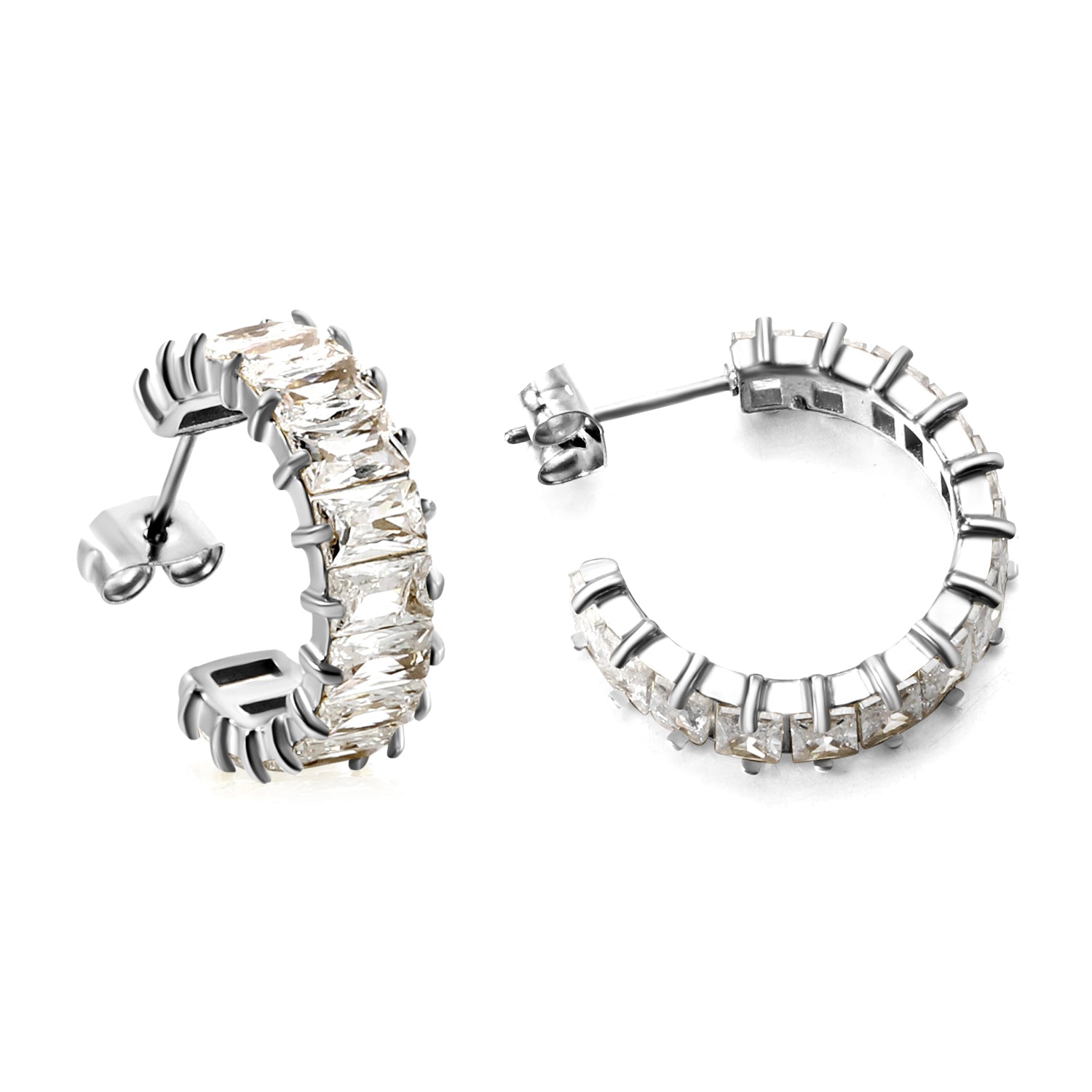 C-vormige oorbellen met twee grepen en zirkonium