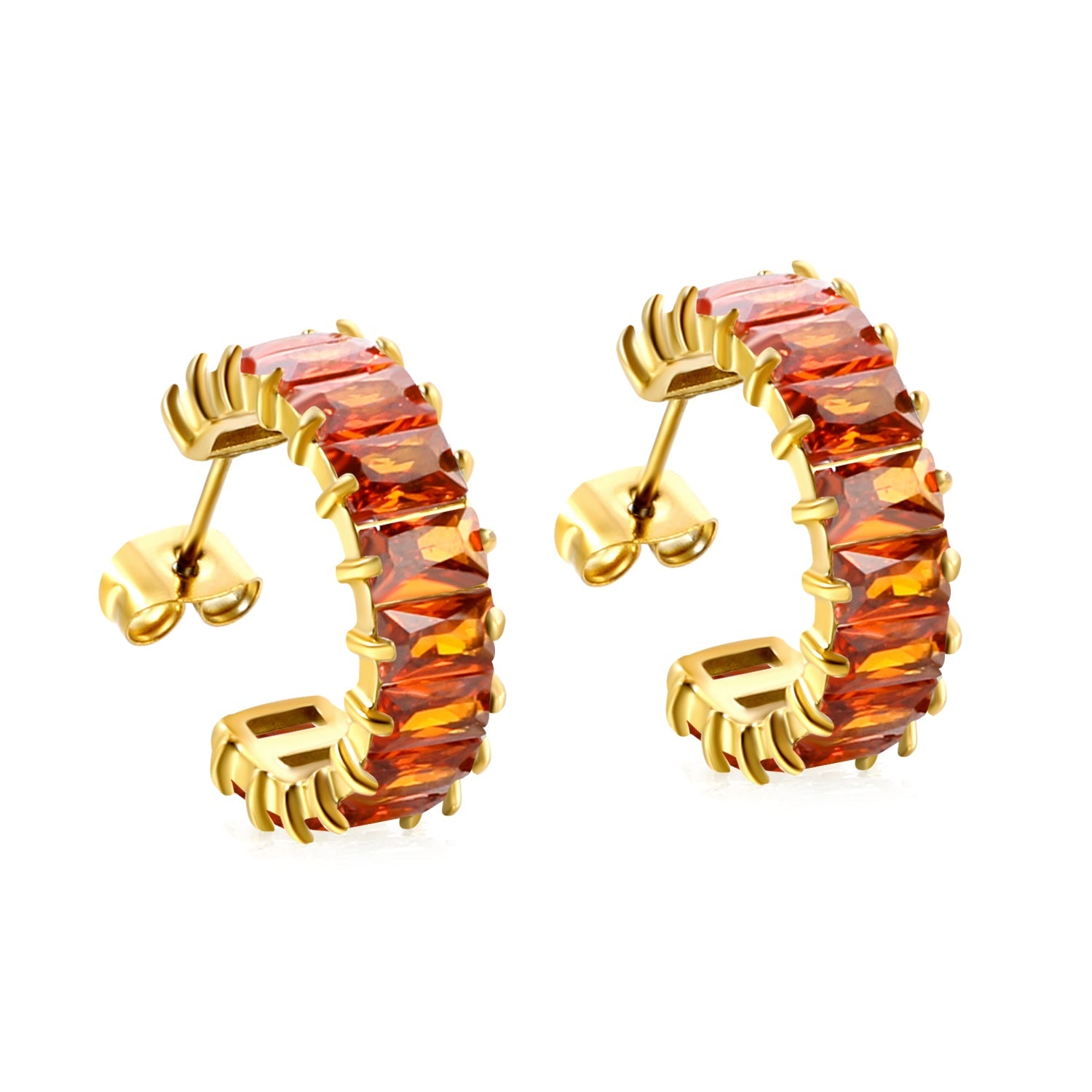 C-vormige oorbellen met twee grepen en zirkonium