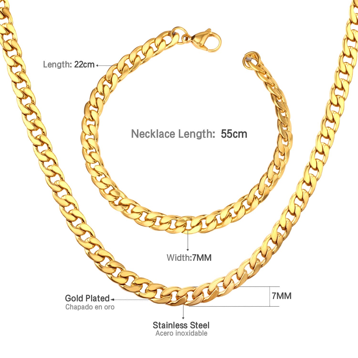 Cubaanse ketting en armbandset voor mannen/vrouwen