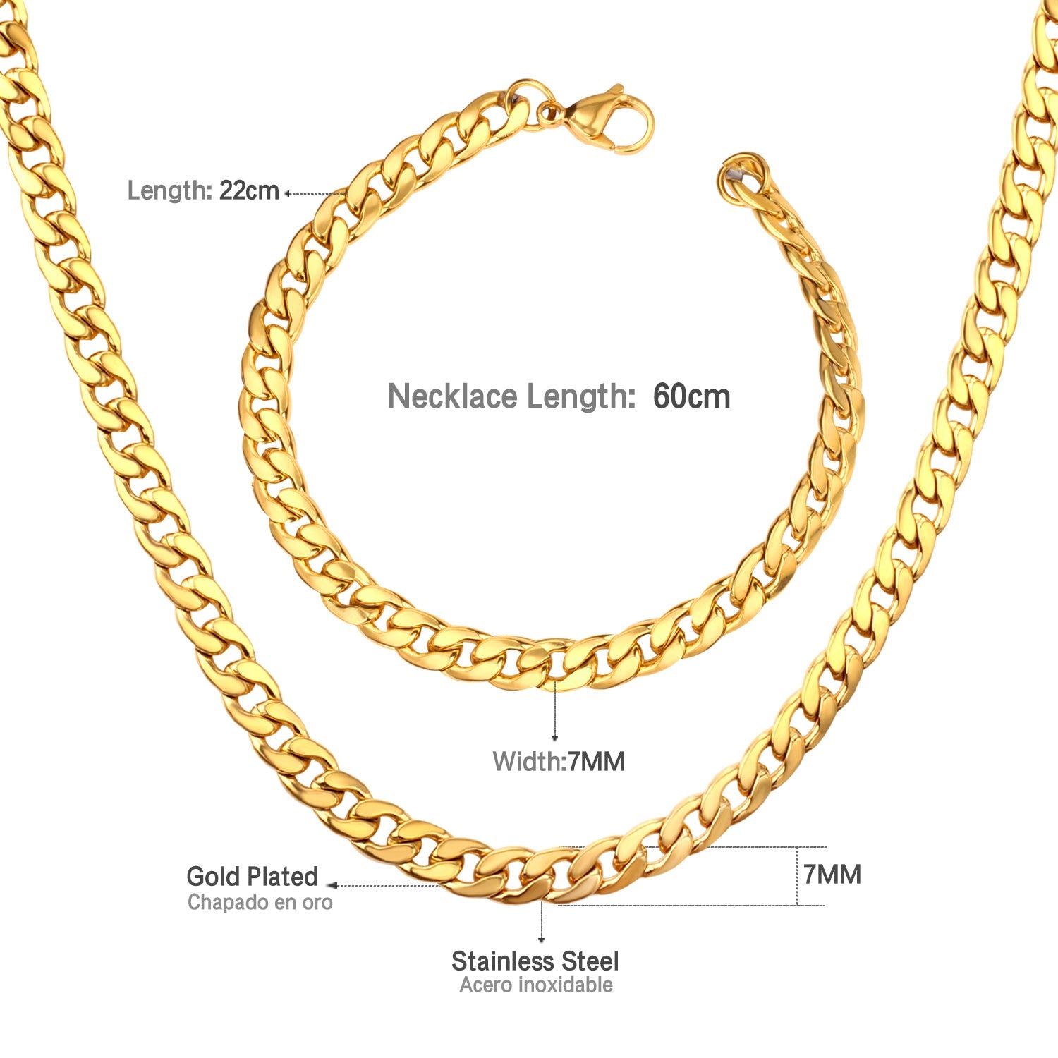 Cubaanse ketting en armbandset voor mannen/vrouwen