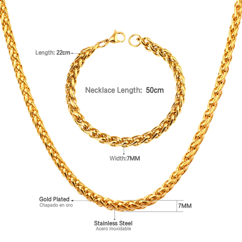 7 mm Cubaanse schakelketting en armbandset