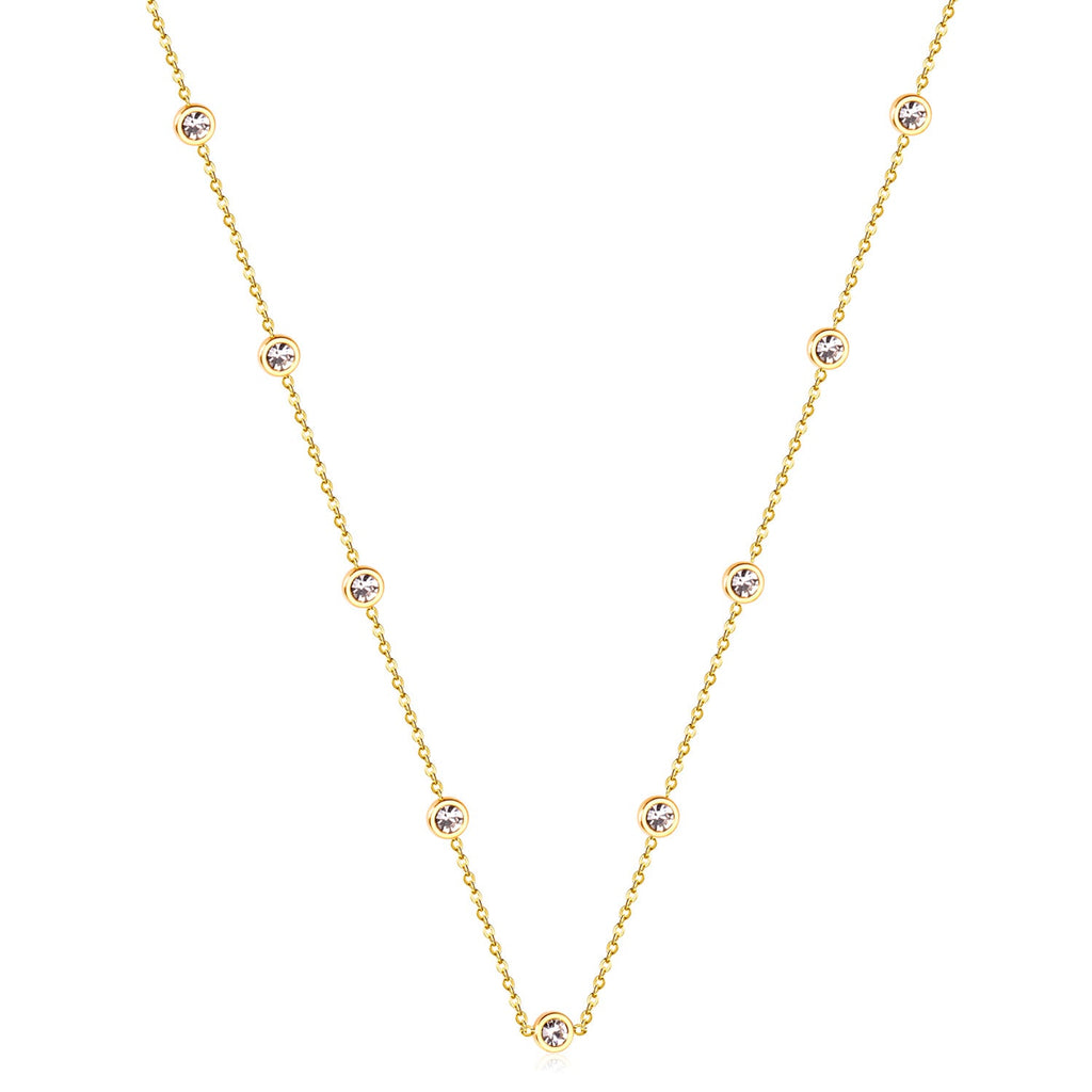 Ronde hangerketting met gemengde en witte diamanten