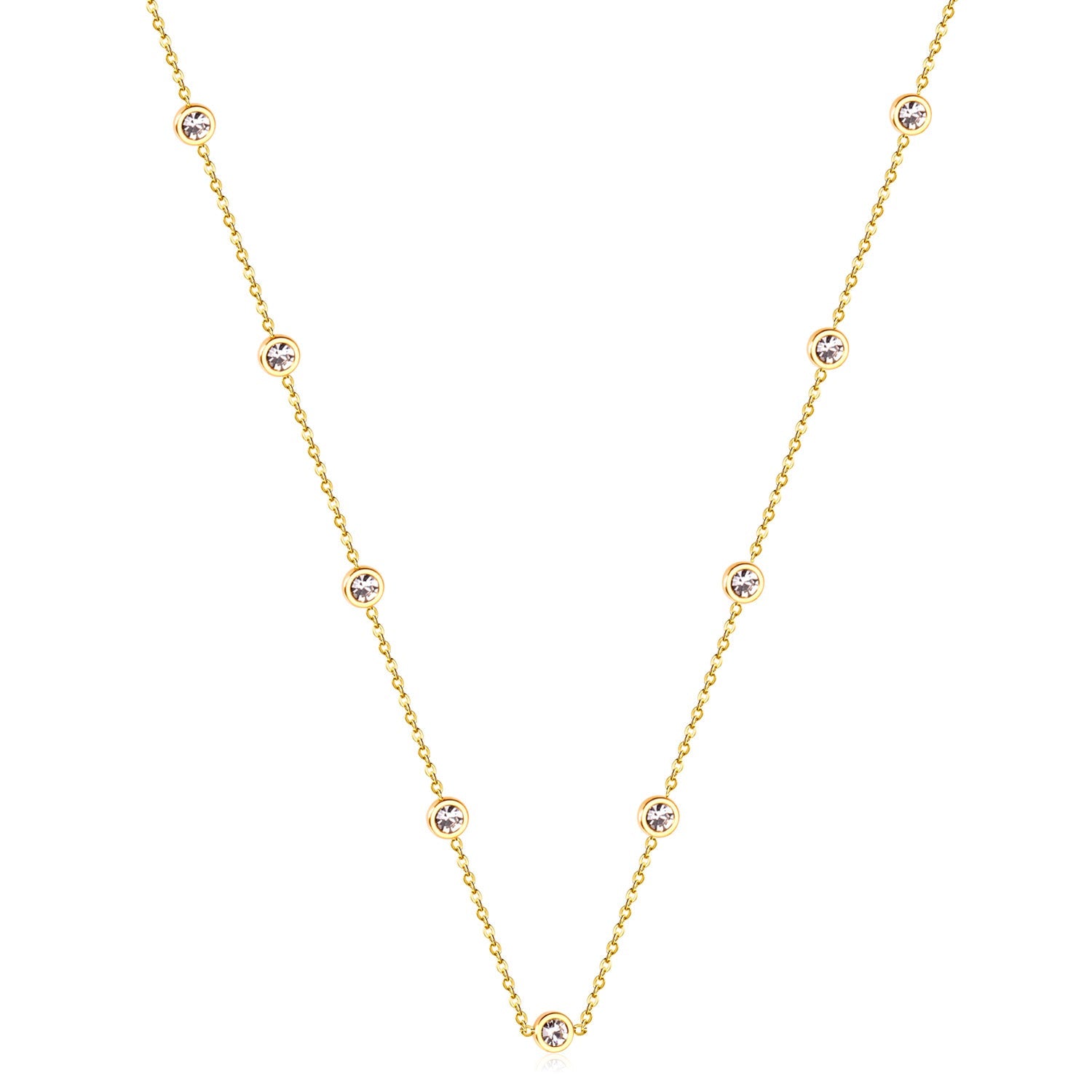 Ronde hangerketting met gemengde en witte diamanten