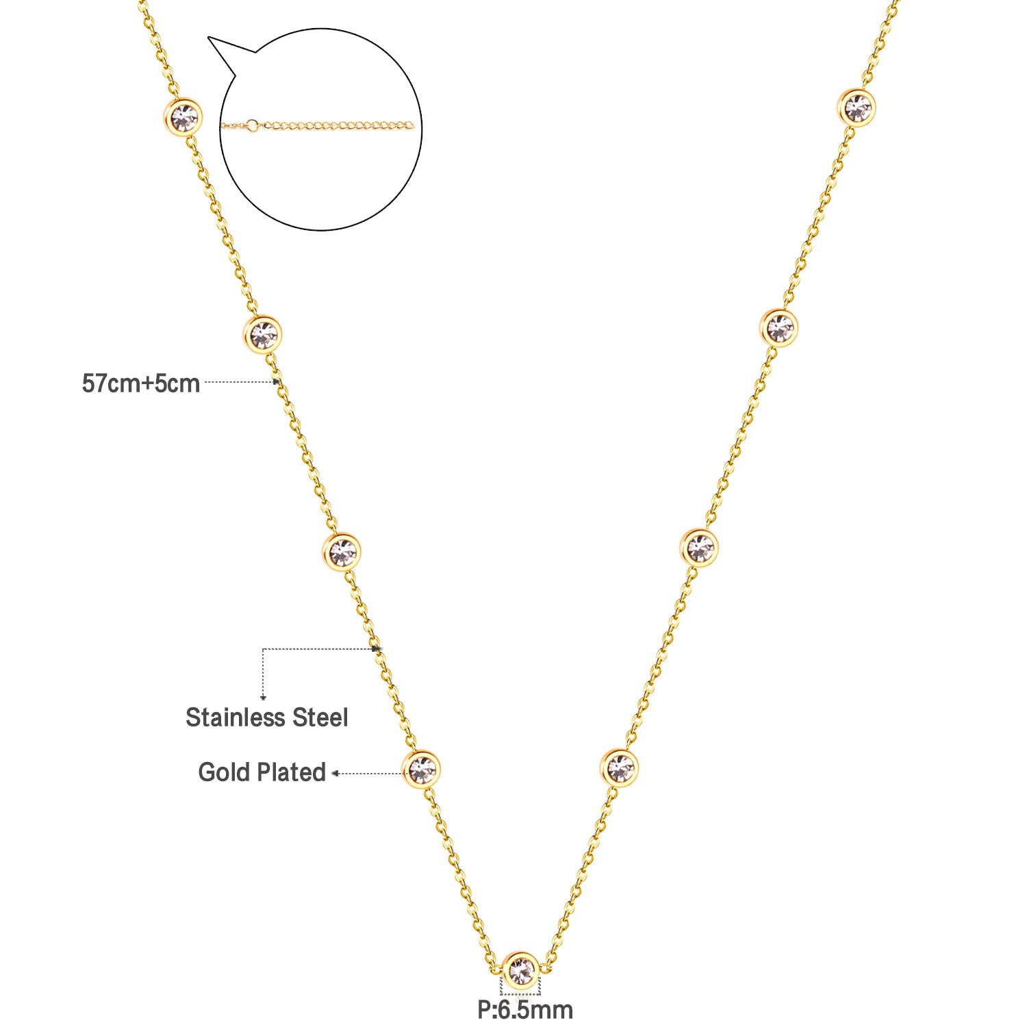 Ronde hangerketting met gemengde en witte diamanten