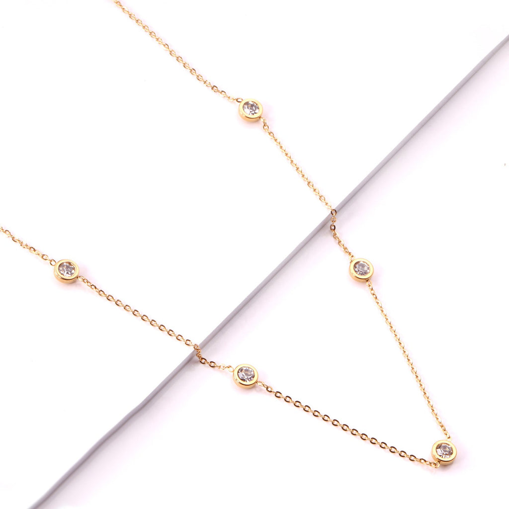 Ronde hangerketting met gemengde en witte diamanten