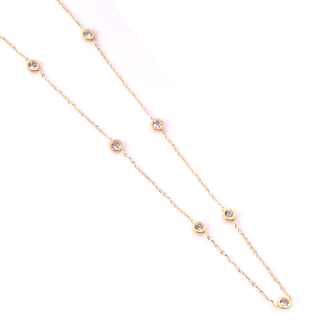 Ronde hangerketting met gemengde en witte diamanten