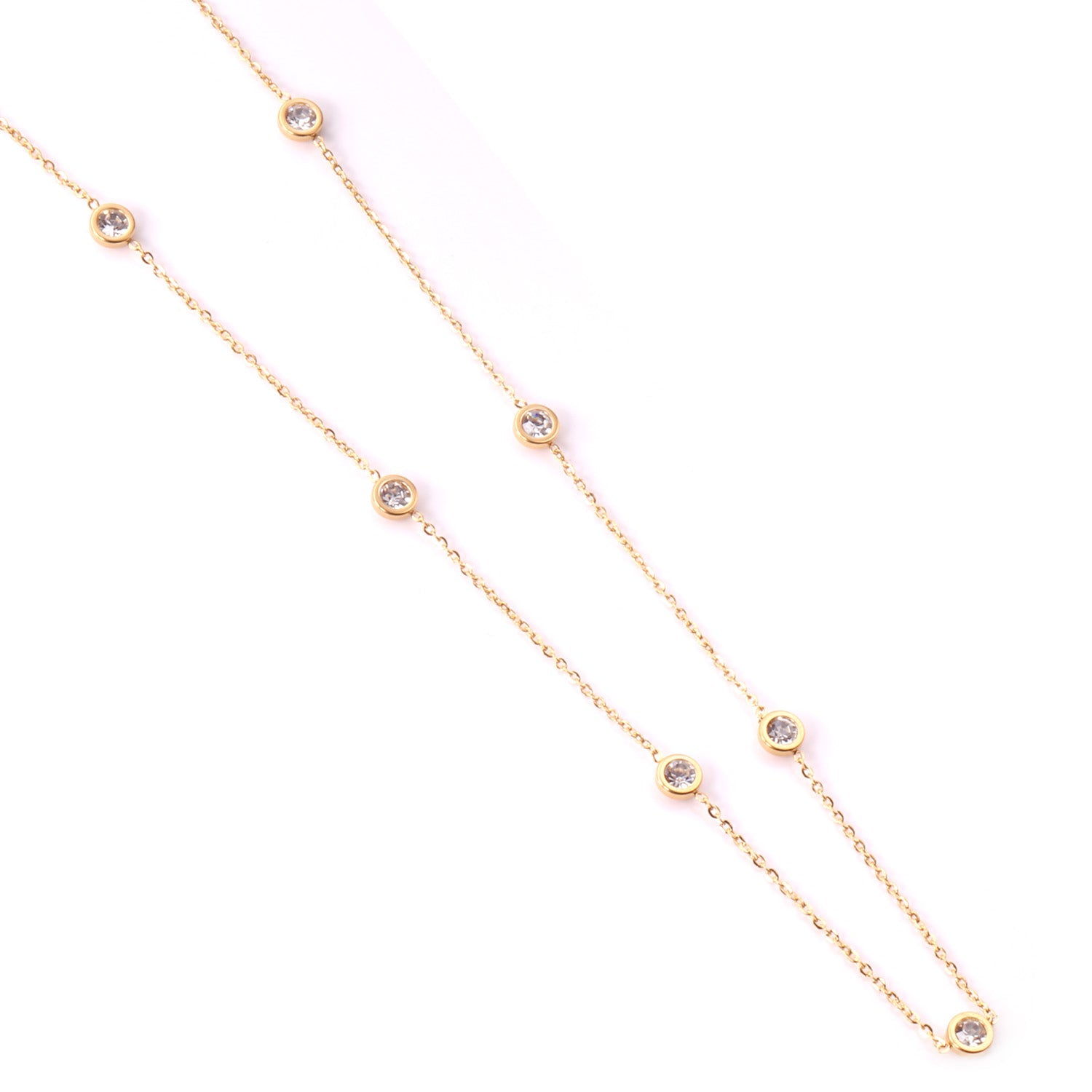 Ronde hangerketting met gemengde en witte diamanten