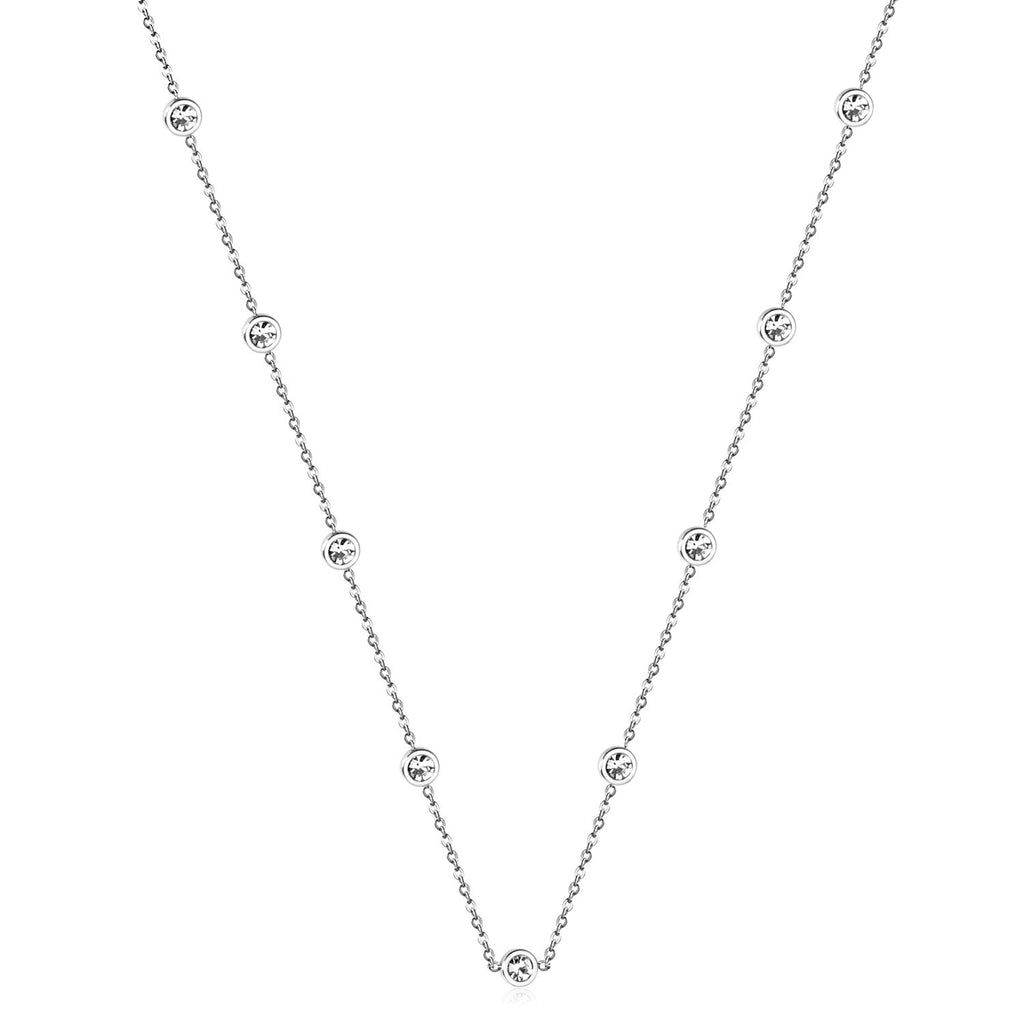 Ronde hangerketting met gemengde en witte diamanten