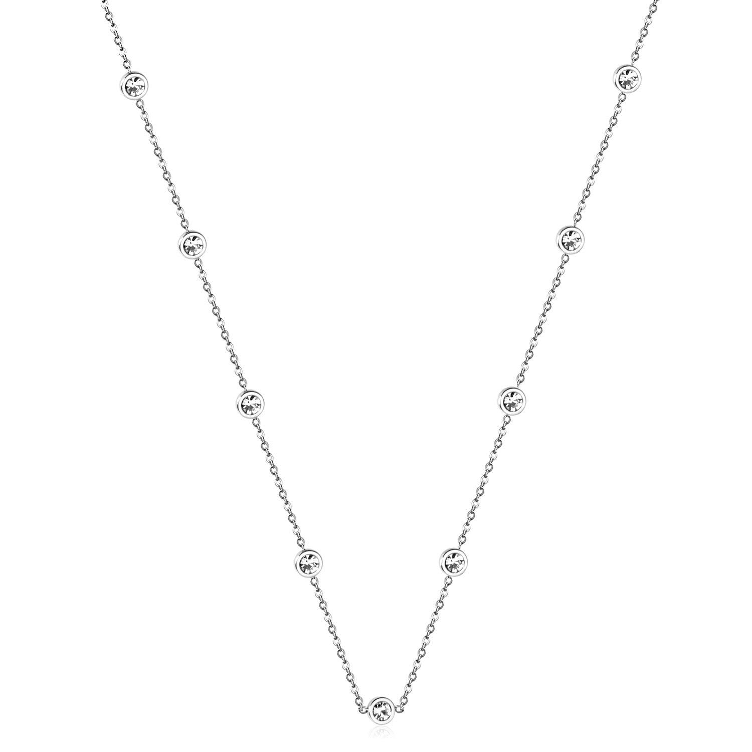 Ronde hangerketting met gemengde en witte diamanten