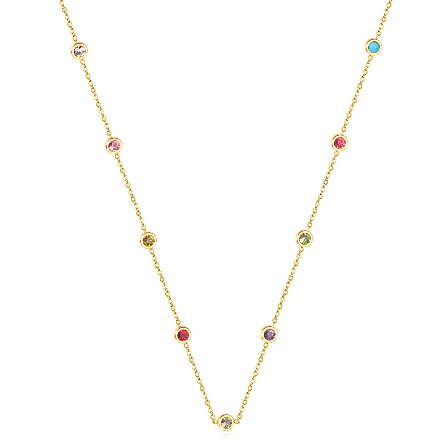 Ronde hangerketting met gemengde en witte diamanten