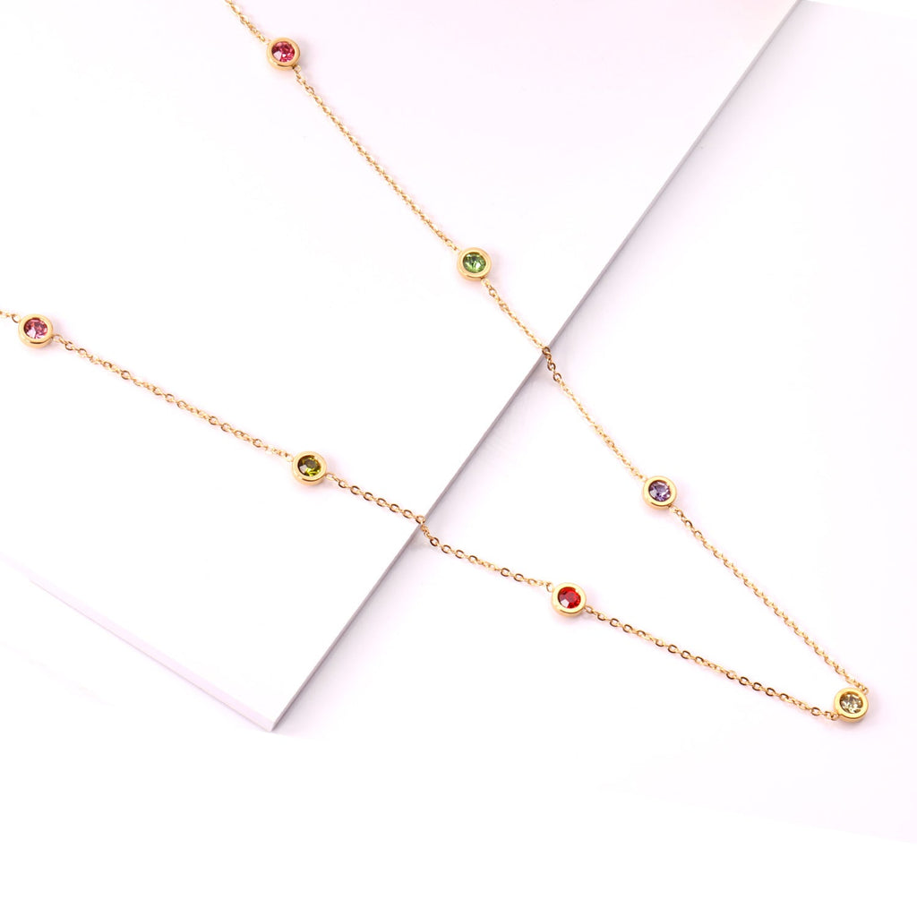 Ronde hangerketting met gemengde en witte diamanten