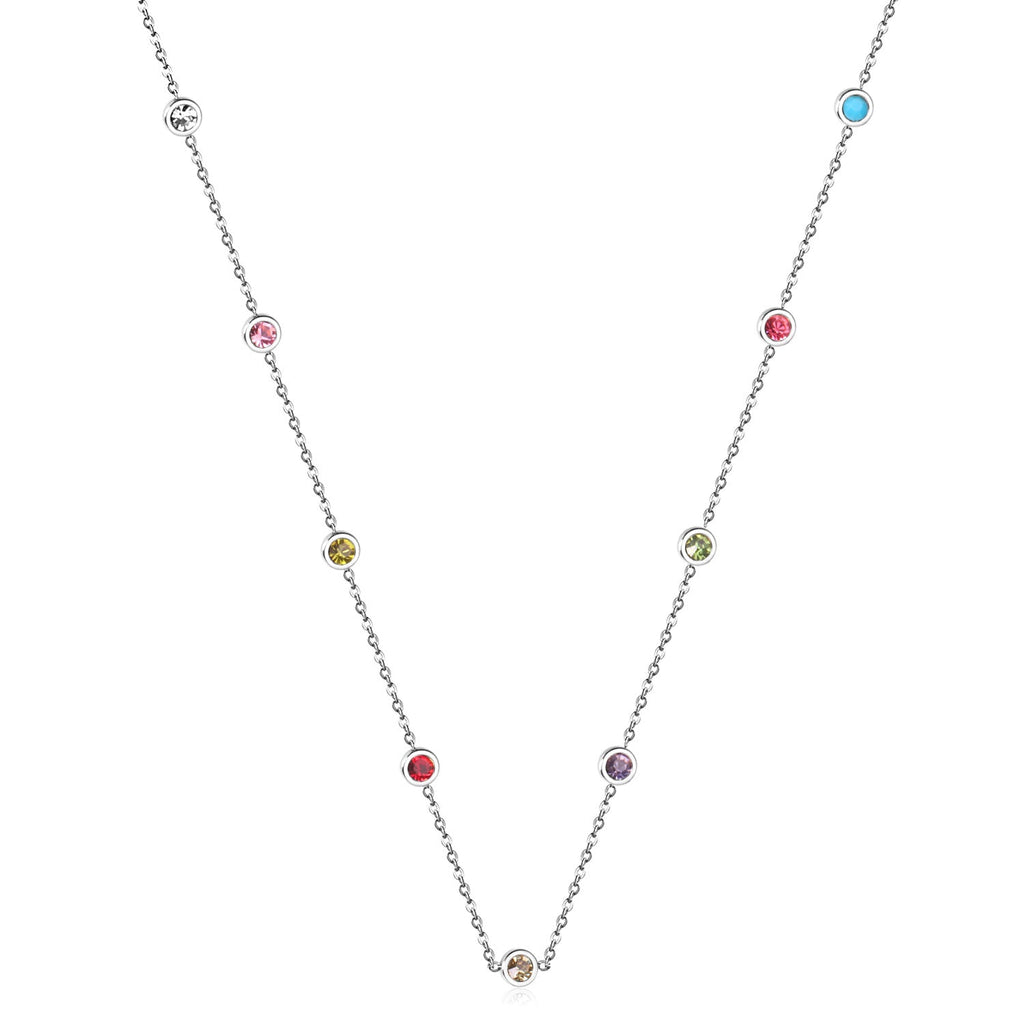 Ronde hangerketting met gemengde en witte diamanten