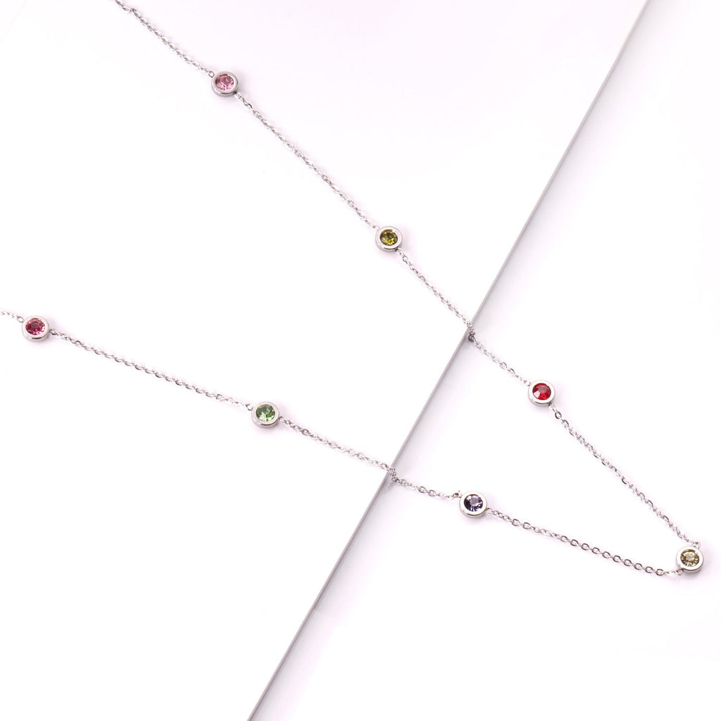 Ronde hangerketting met gemengde en witte diamanten