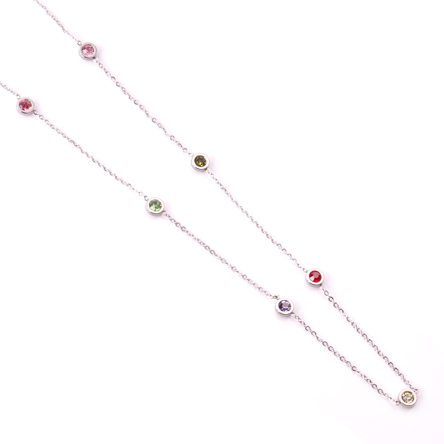 Ronde hangerketting met gemengde en witte diamanten