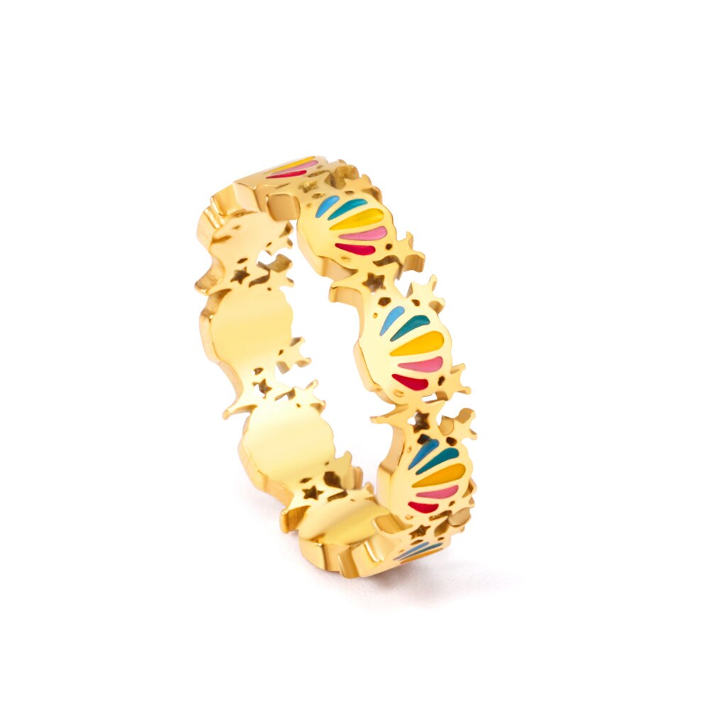 Bague décorative Y2K colorée et dorée 