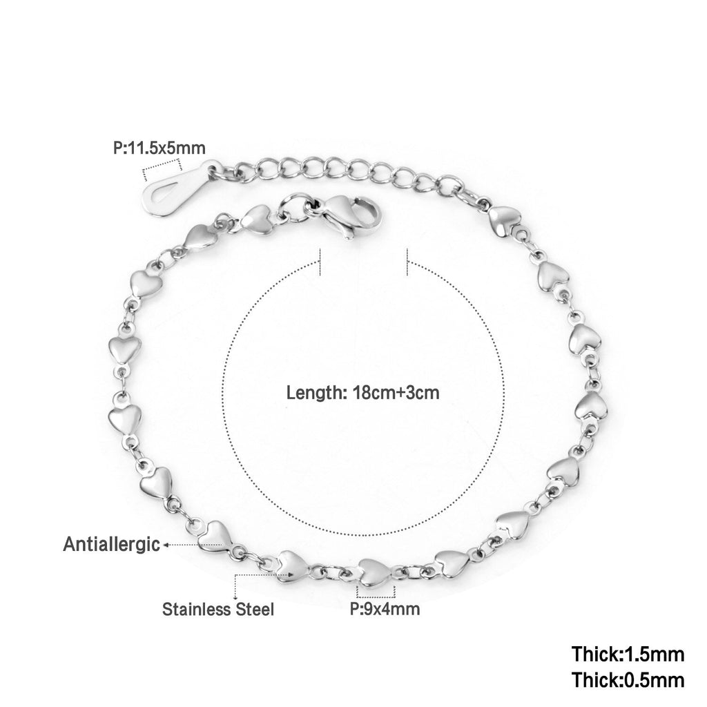 Heart Charm Chain Bracelet Gold