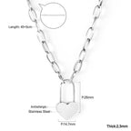 Collier chaîne avec cadenas en forme de cœur 