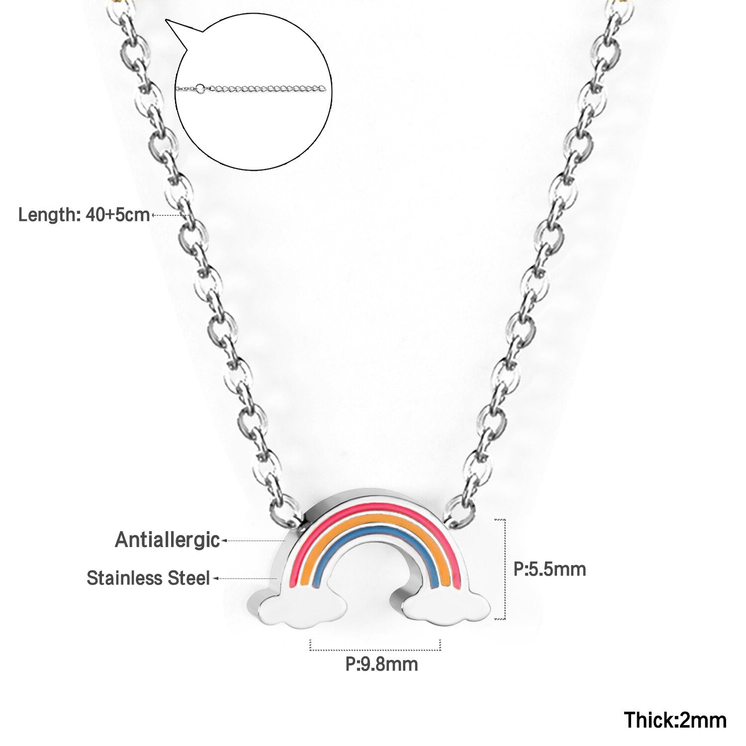 Regenboog bedel hanger ketting 