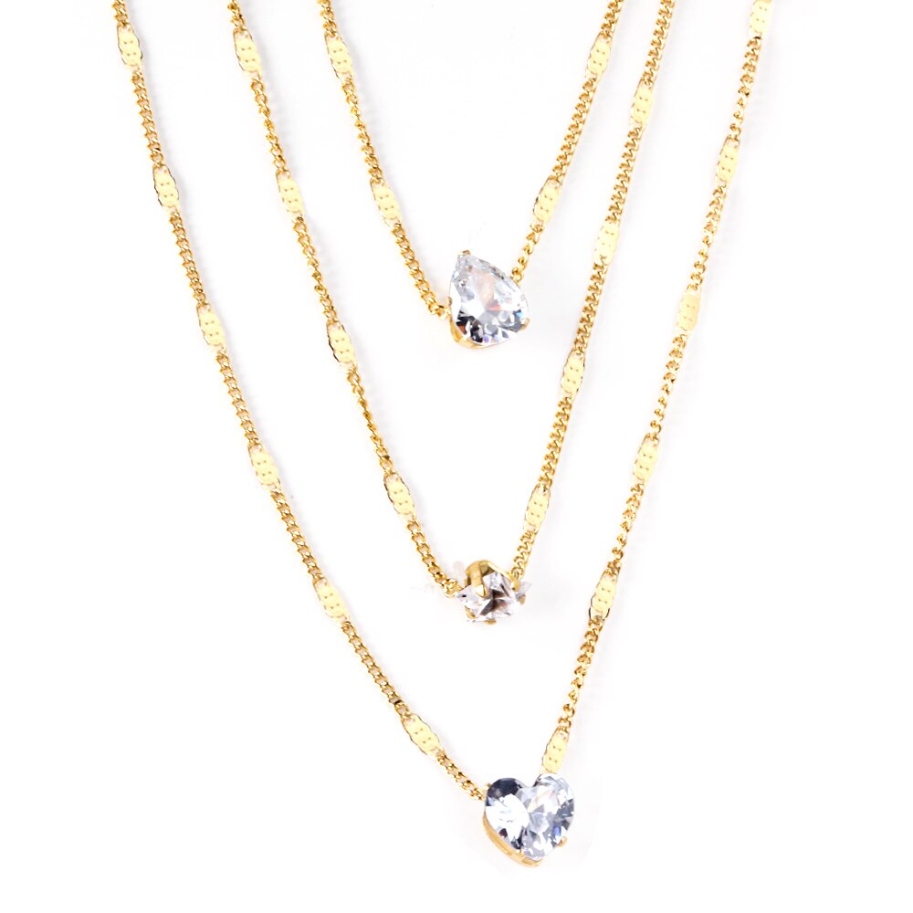 Drievoudige ketting met hartvormige hanger 