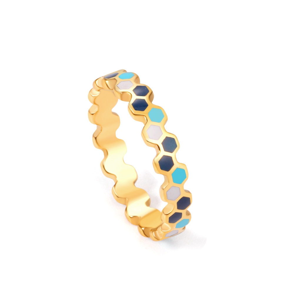 Bague décorative Y2K colorée et dorée 