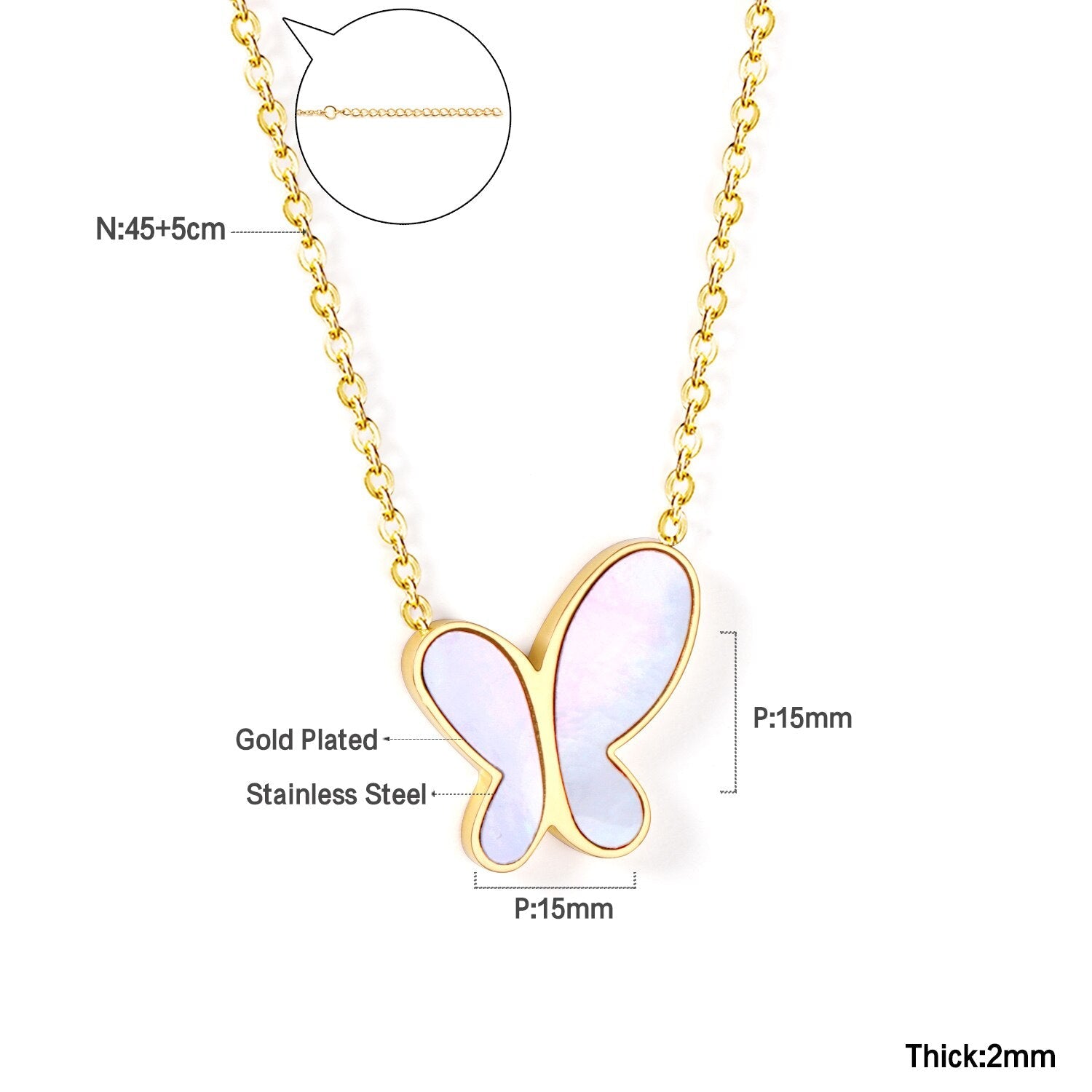 Kleurrijke schelpvlinderhangerketting 