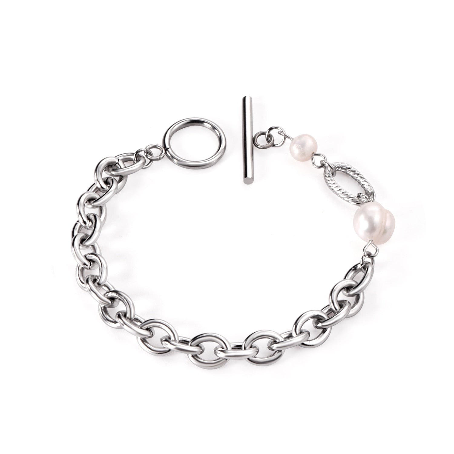 Dikke armband met gouden hartbedel 