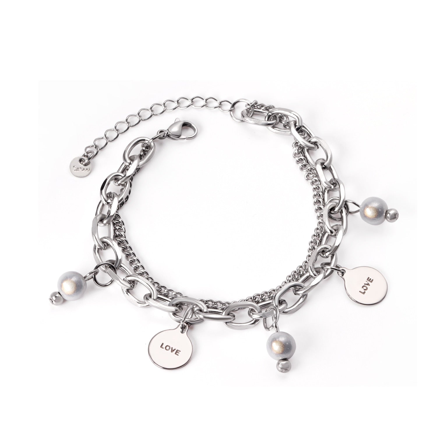 Dikke armband met gouden hartbedel 