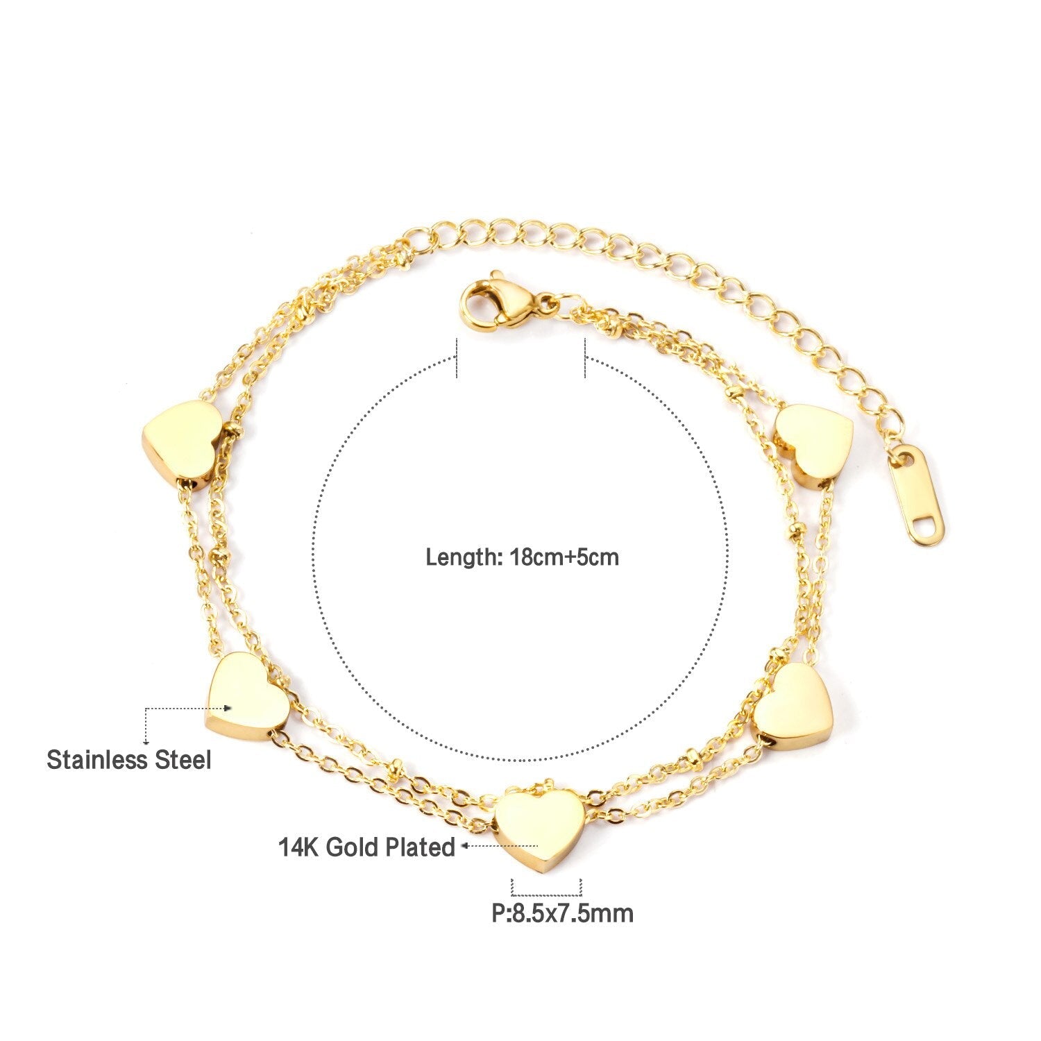 Armband met meerdere lagen hartvormige bedel 