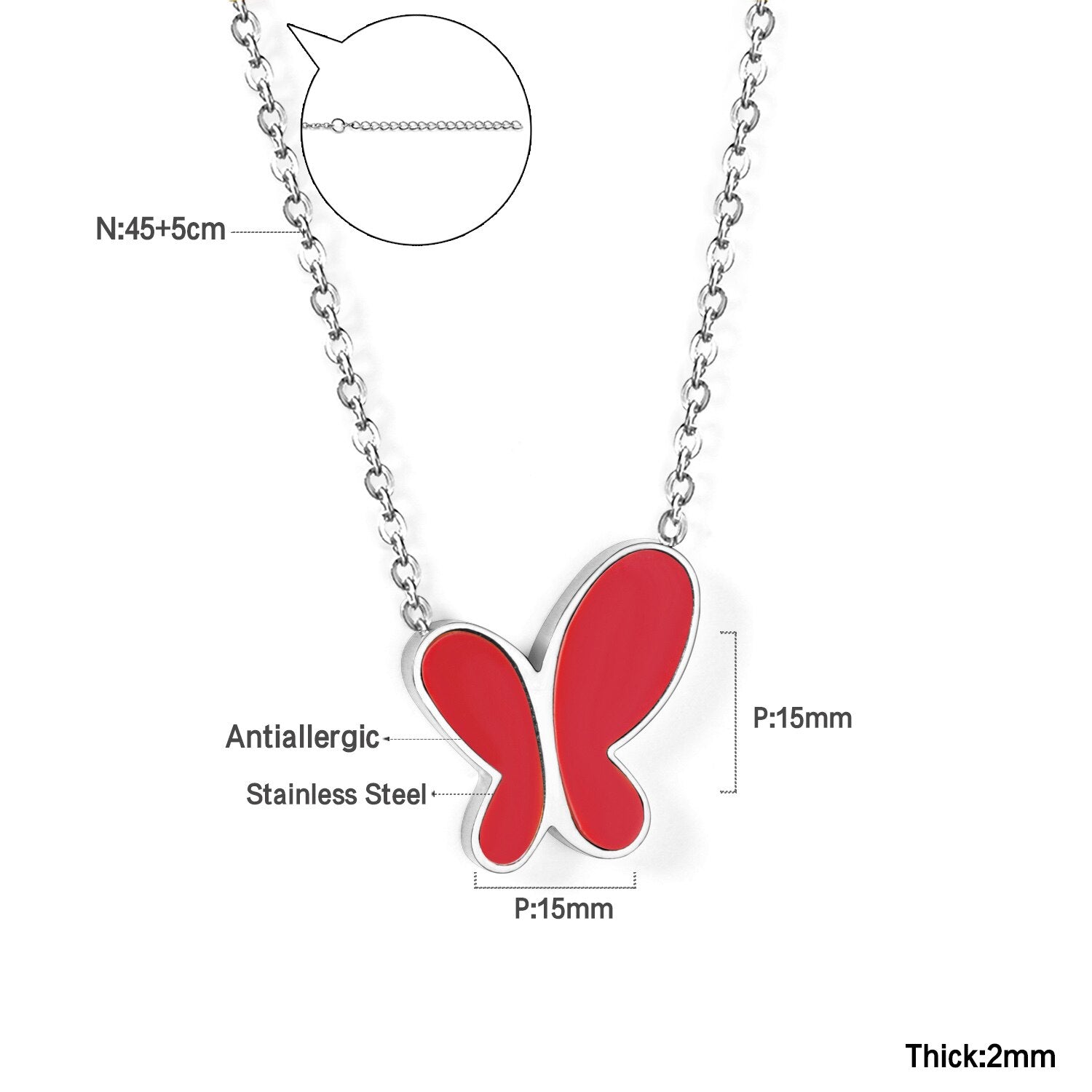 Kleurrijke schelpvlinderhangerketting 